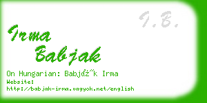 irma babjak business card